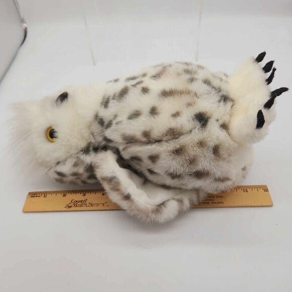 Cascade Toy Realistic Snowy Owl Puppet Plush Head Turns White Gray Spotted 12" - Picture 5 of 7